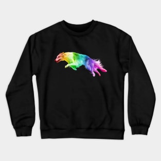 Running Rainbow Borzoi Dog Crewneck Sweatshirt